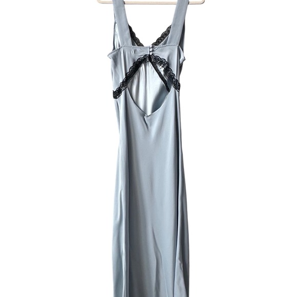 Reformation Provence Slip Dress Lace Trim Midi Dress Light Blue Large Silk - Picture 4 of 6